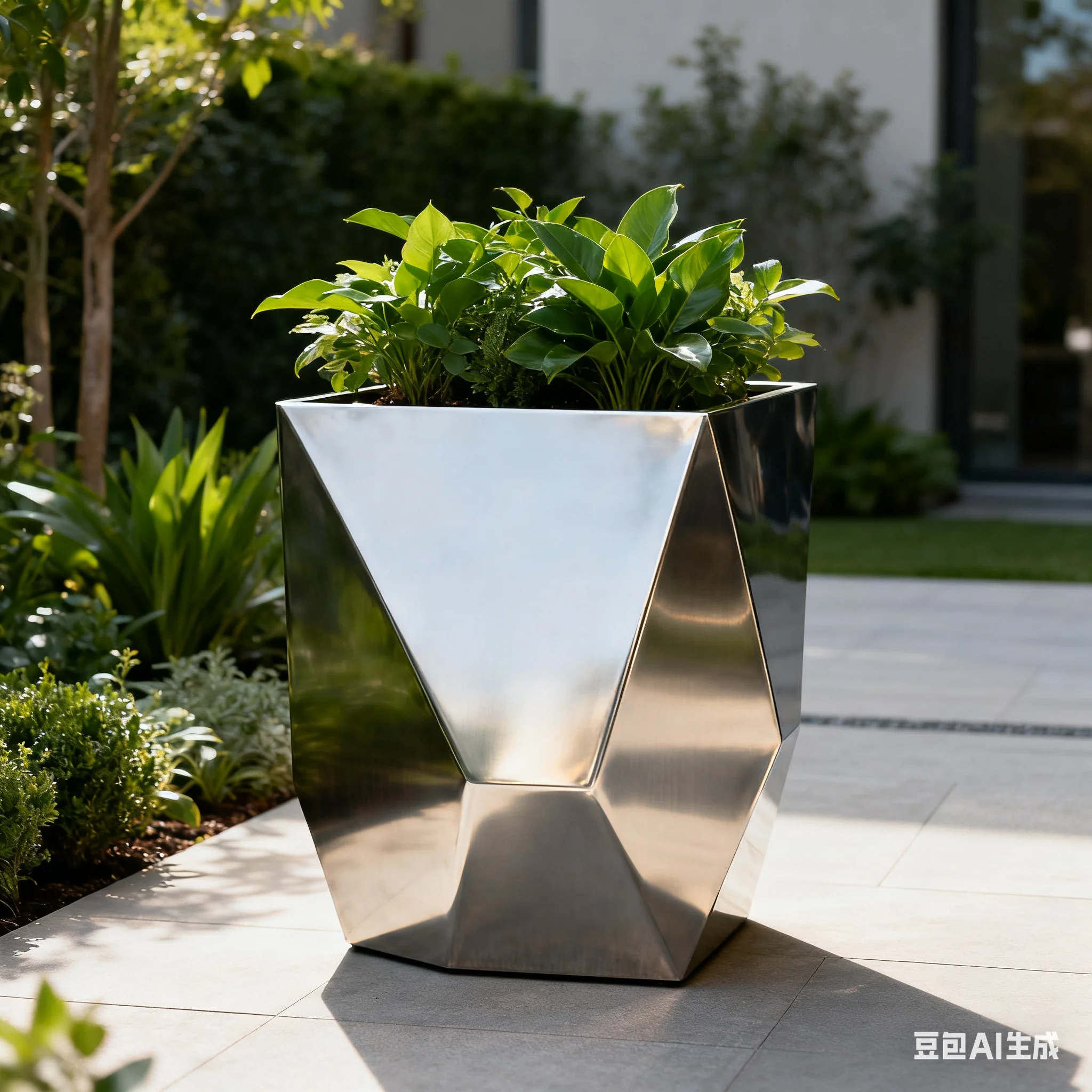 Stainless steel flower boxes for residential areas
