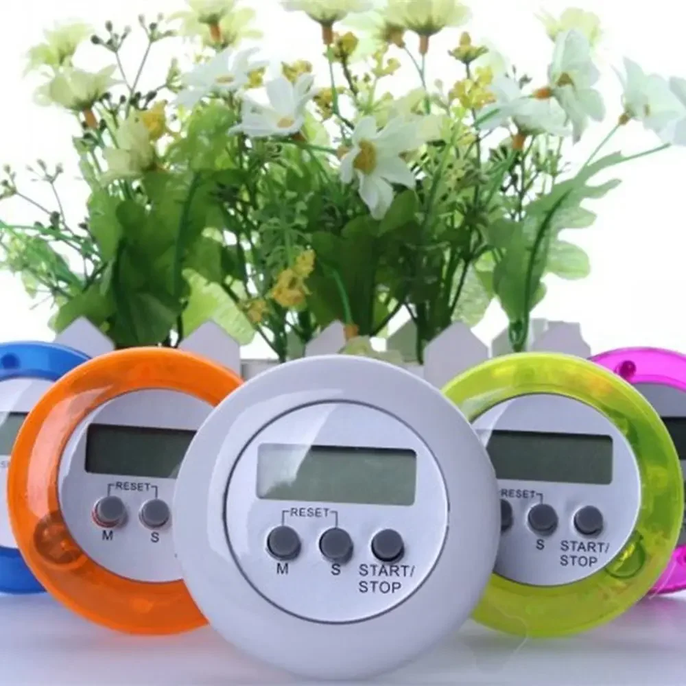 Round Magnetic Back Stand LCD Digital Kitchen Countdown Cooking Alarm Timer