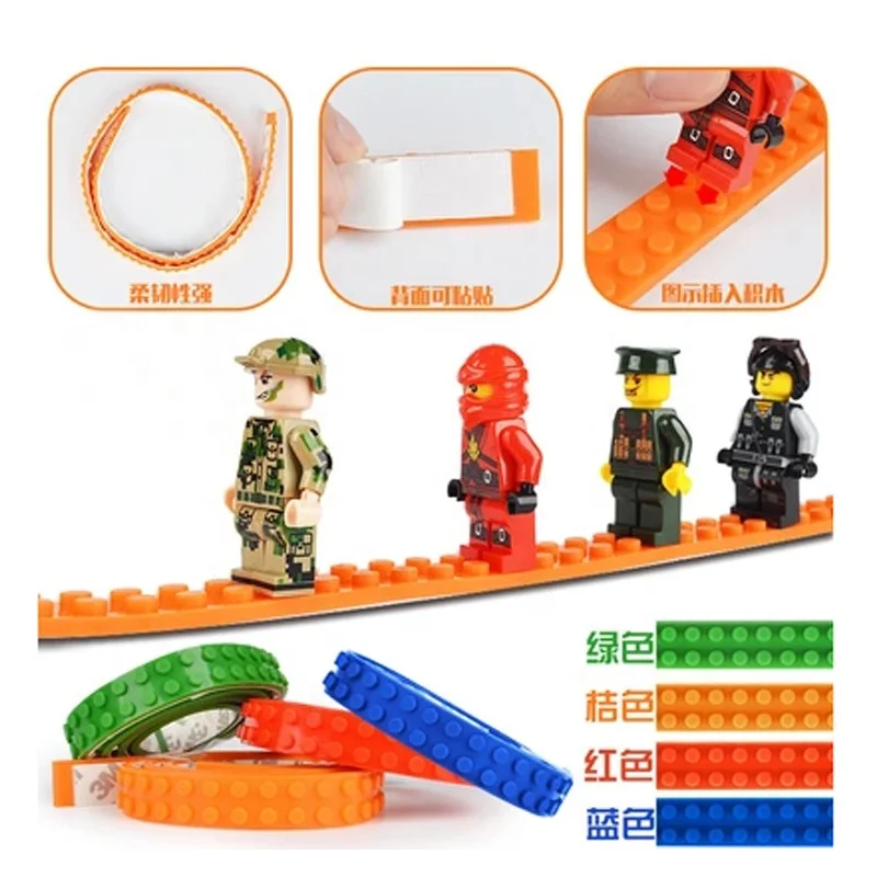 Wholesale Silicone Building Block Tape Adhesive Diy Building Brick Tape With Sticker For Kids