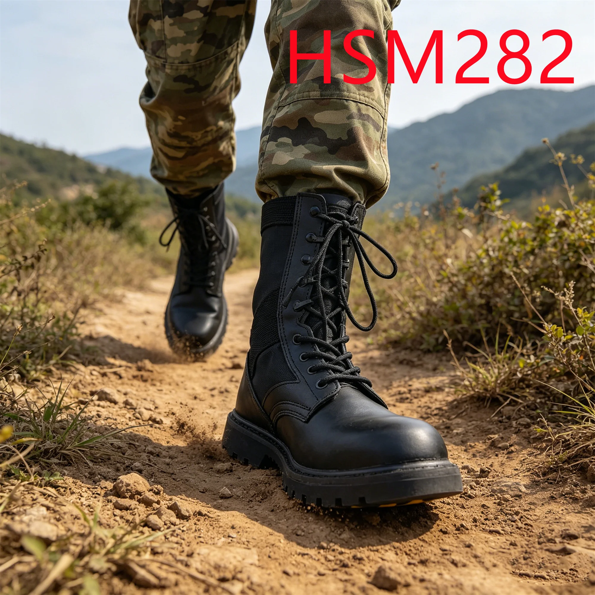 HY, Bottes tactiques pour hommes « Elite Mission Training », semelle en caoutchouc Goodyear, en cuir de vache, bottes polyvalentes pour patrouilles et relevés géologiques HSM282