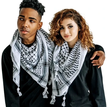 CCY Palestine Scarf  Woven Shemagh Keffiyeh Original Arafat Hatta Head Neck Cotton Scarf Arab Wrap with Tassel