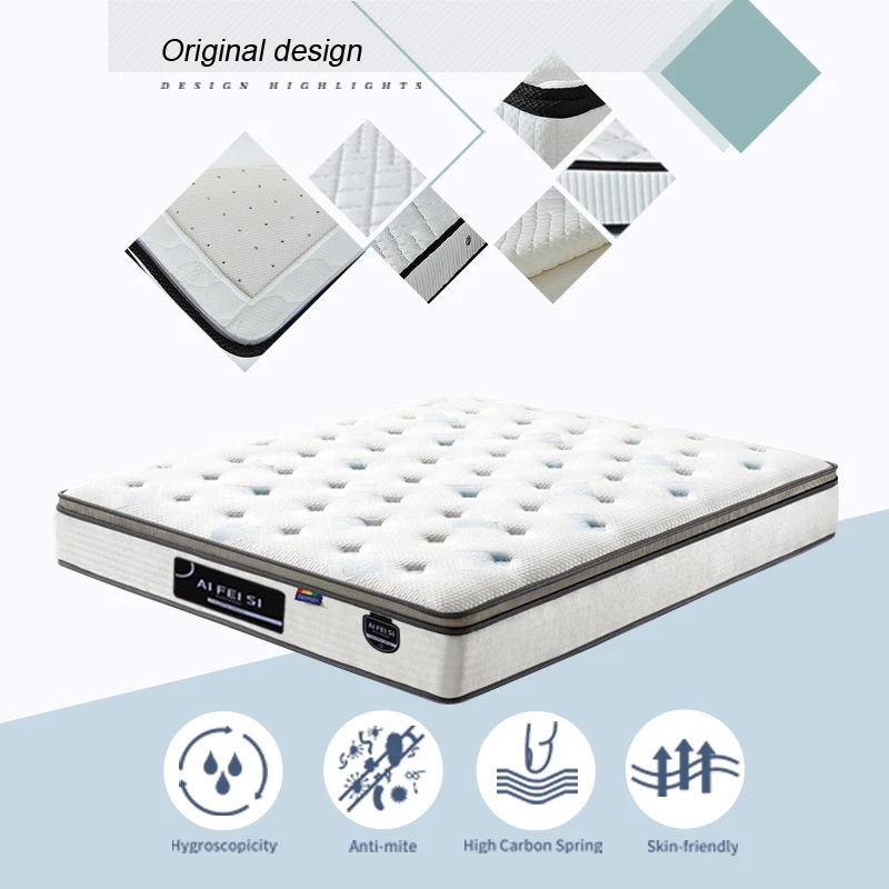 Modern Design skin soft touch spring mattresses cover Luxury Cotton Surface  thick Hotel Harder Bed spring mattress