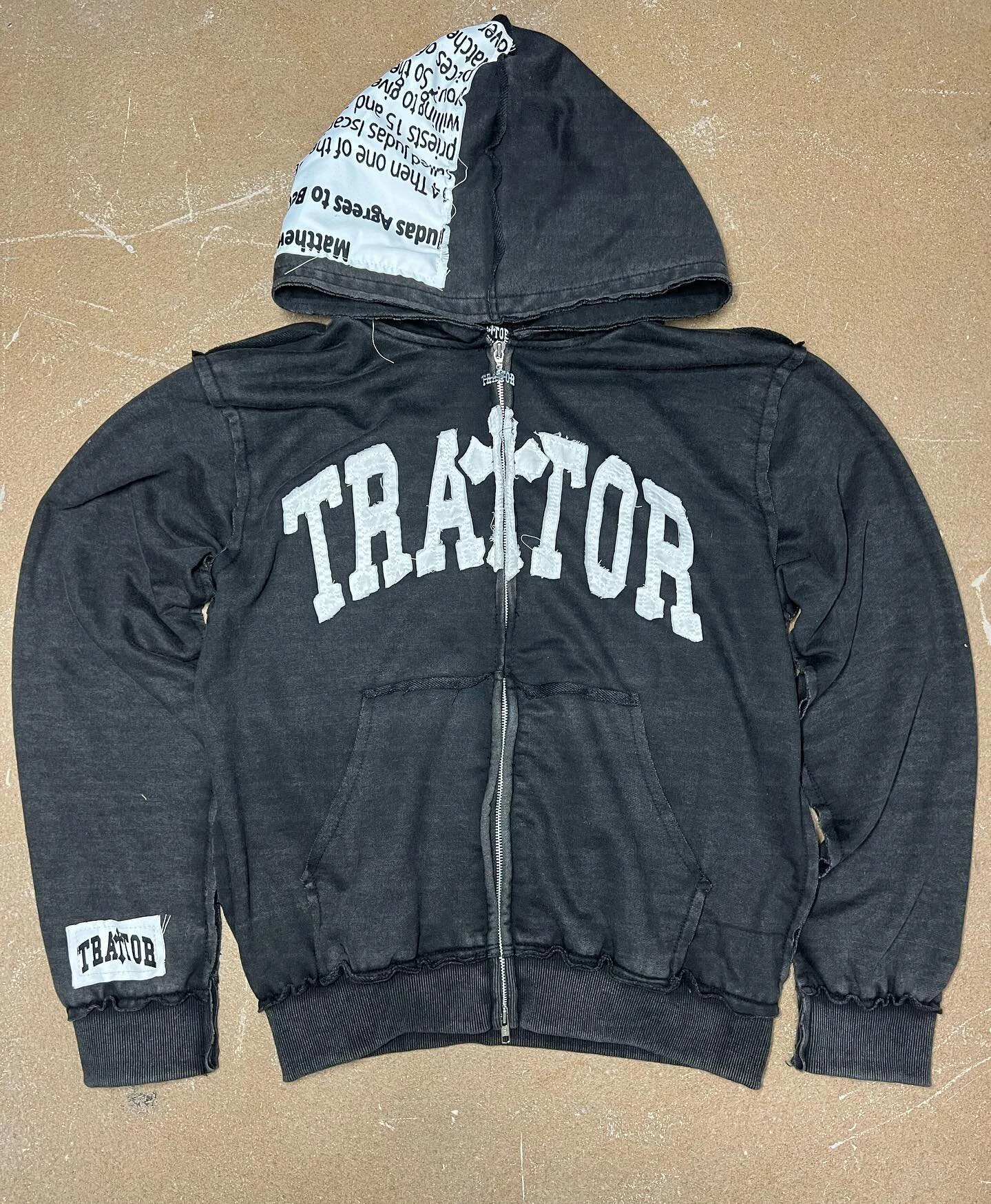 Custom Zip up Hoodies 400GSM Oversized Vintage Heavy Cotton Acid Stone Wash Distressed Applique Patch Embroidery Hoodie for Men gallery 7