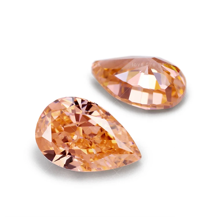 Simulated Alexandrite Color Pear Shape Cz 4K Crushed Ice Cut Orange Color Change Rose Synthetic Cubic Zirconia