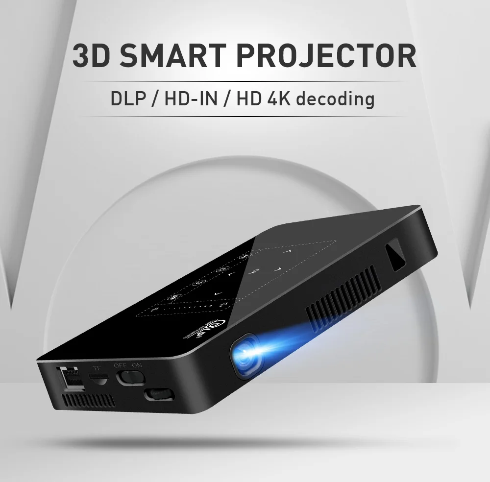 Venta caliente de Flyin P10-II Logotipo personalizado Mini 3D 4K 150 Lumens DLP 9000mAh Proyector Android 9.0 0