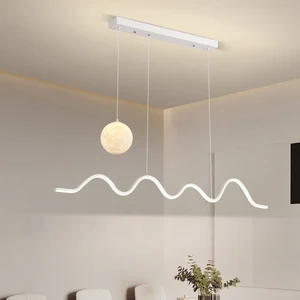 Restaurant Decoration Pendant Lamp Moon LED Chandelier Modern Minimalist Living Room Hanging Art Office Chandelier Pendant Light