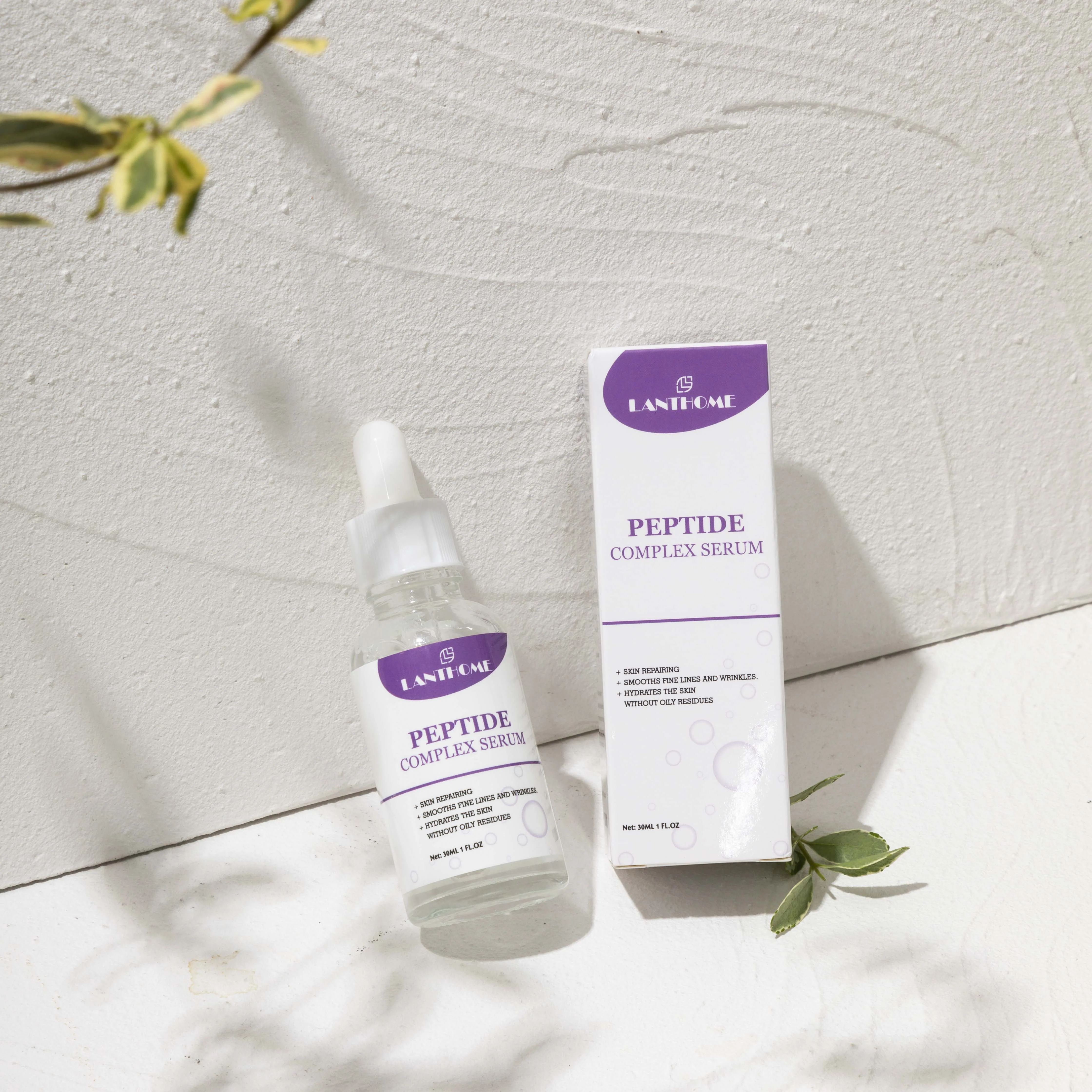 Lanthome Natural Organic Whitening Facial Serum Anti-Aging Wrinkle Repair Peptide Complex Boosts Collagen Tighten Smooth Skin