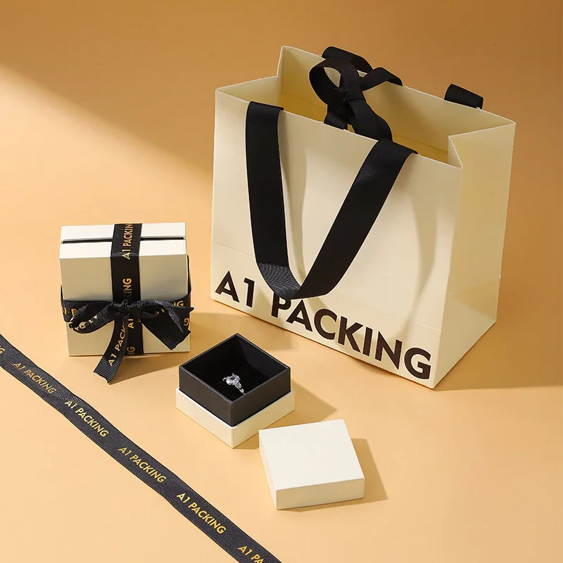 A1 Customized Square Lid and Base Box with Buckle Closure Printed Jewelry Box Necklace Handmade Packaging Paper Bag