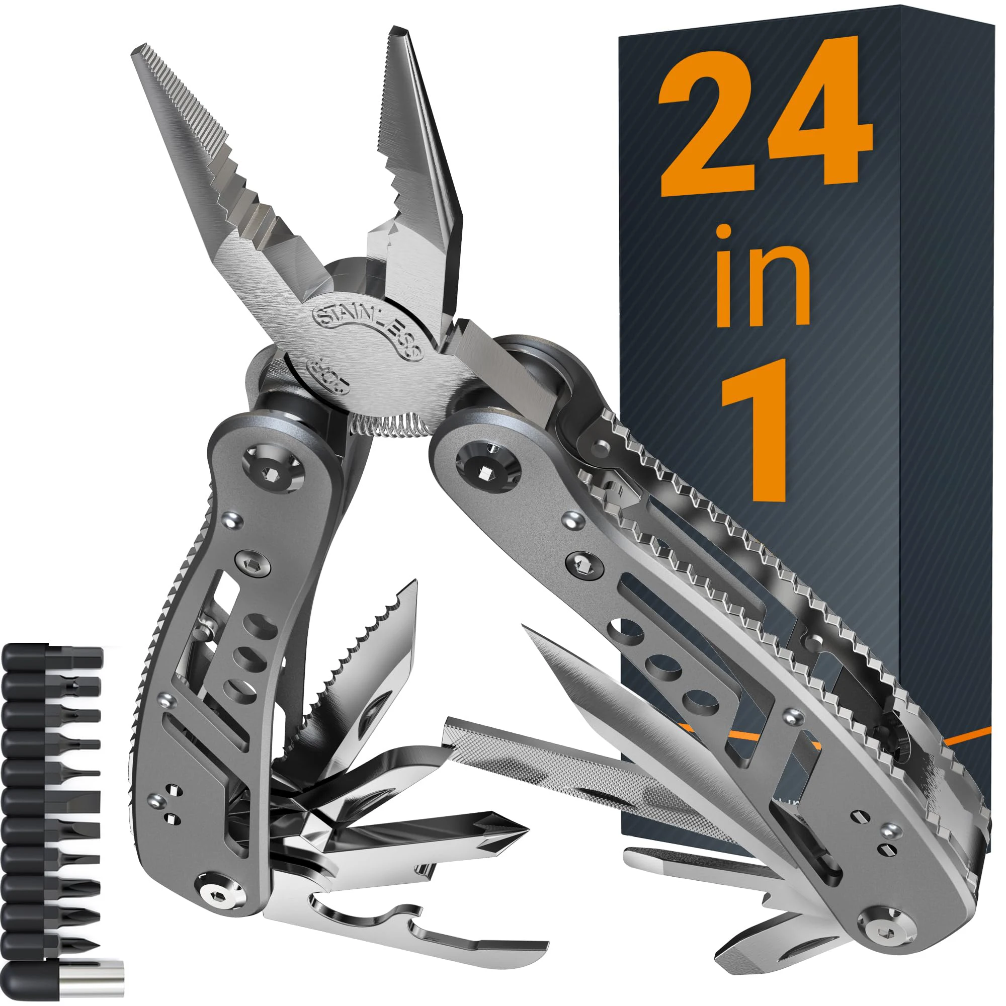Multitool 24-in-1 With Mini Tools Knife Pliers And 11 Bits For Work Edc ...