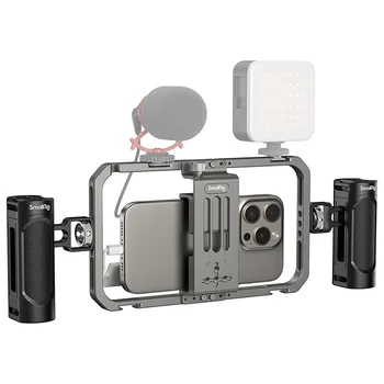 SmallRig Universal Phone Cage Smartphone Video Rig Kit With Handles Handheld Filmmaking Vlogging Case Stabilizer - 2791B+2772*2