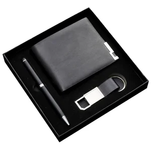 Creative PU Business Card Box Set with Logo for Bank Annual Meeting or Keychain Gift Set