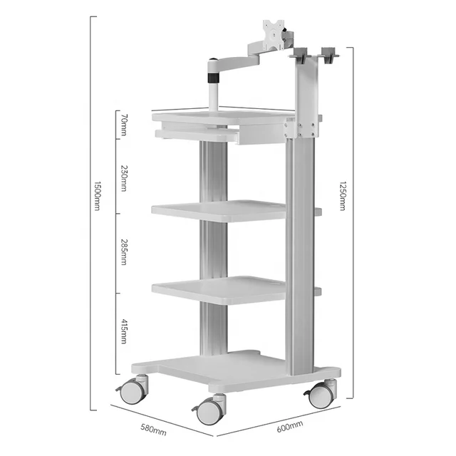 Endoscope Tower Hospital Trolley Cart For Medical Device