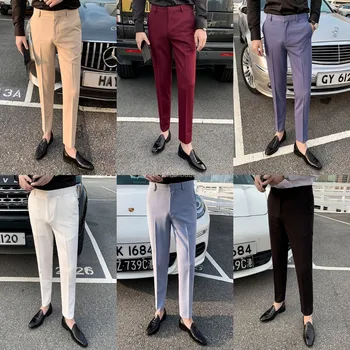 Men's Business Pants Fashion Long Pants Formal Suit Pants Male Elastic Casual Flare trouser