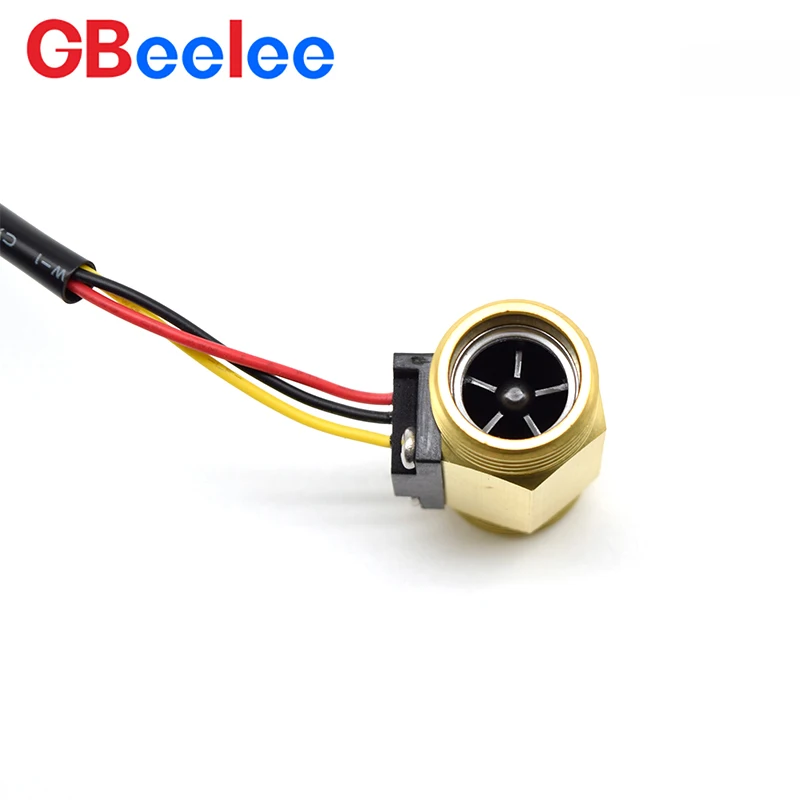 Hall Effect Liquid Water Flow Sensor 1/2" Brass Copper Hall Effect Water Flow Meter 44 mm Rotor Turbine Water Liquid Flow Sensor
