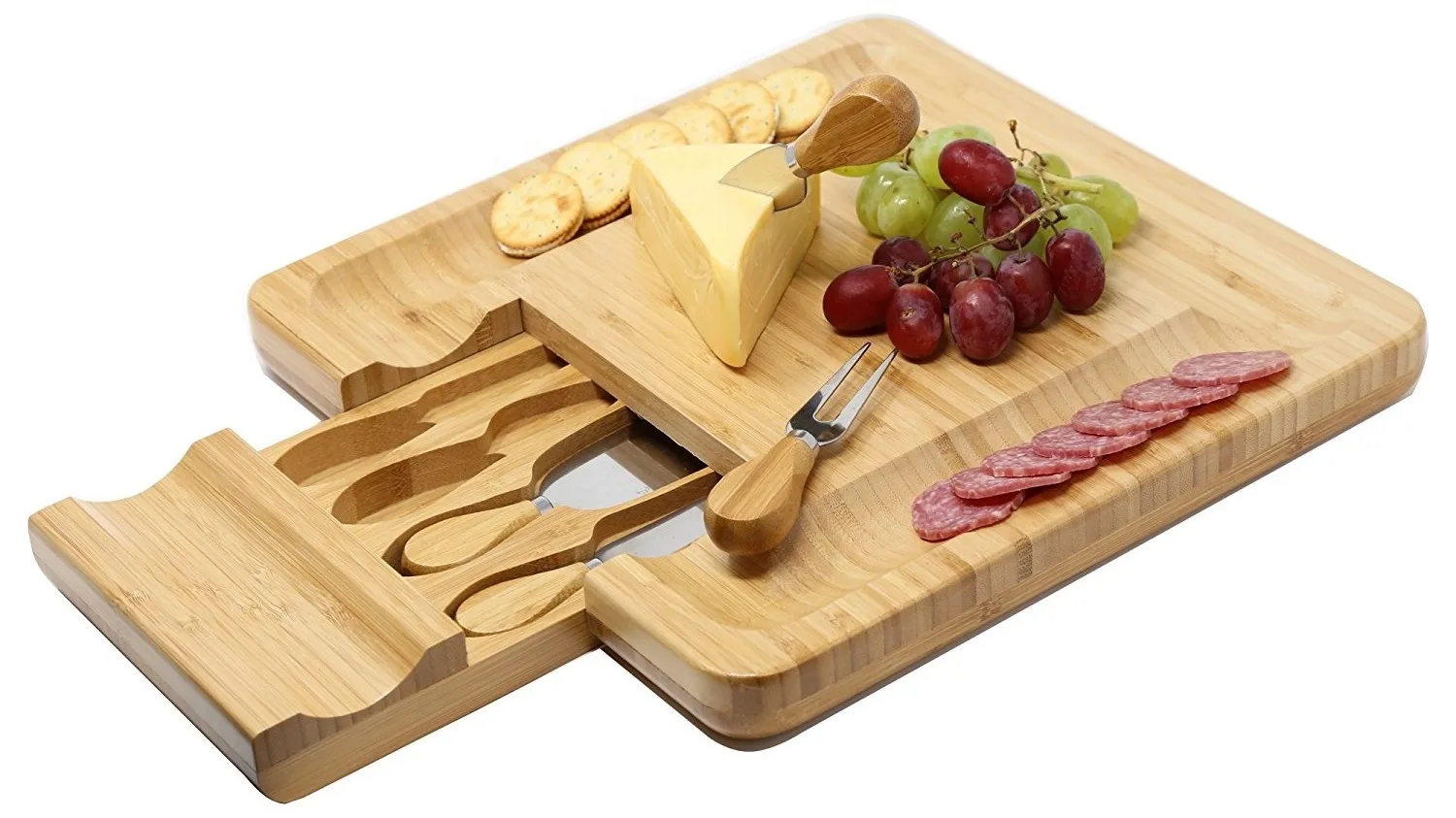 Wholesale Bamboo Wood Cheese Boards And Knife Set Bamboo Serving