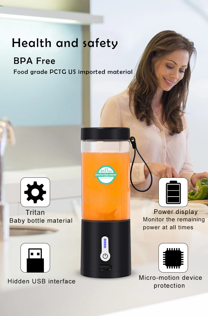 Portable Electric Juicer Blender Usb Rechargeable Smoothie Mixer_voghion.com