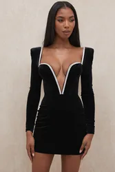 Новинка 2021, Трендовое женское Сетчатое Клубное платье, сексуальное черное мини-платье с открытыми плечами