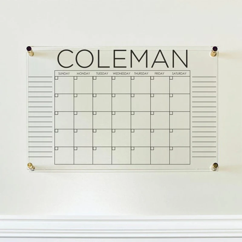 Фабричная поставка акриловый календарь настенный для месячных и Еженедельный