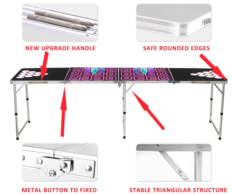 Custom Fold Painting Table 8ft Aluminum Beer Pong Game Table