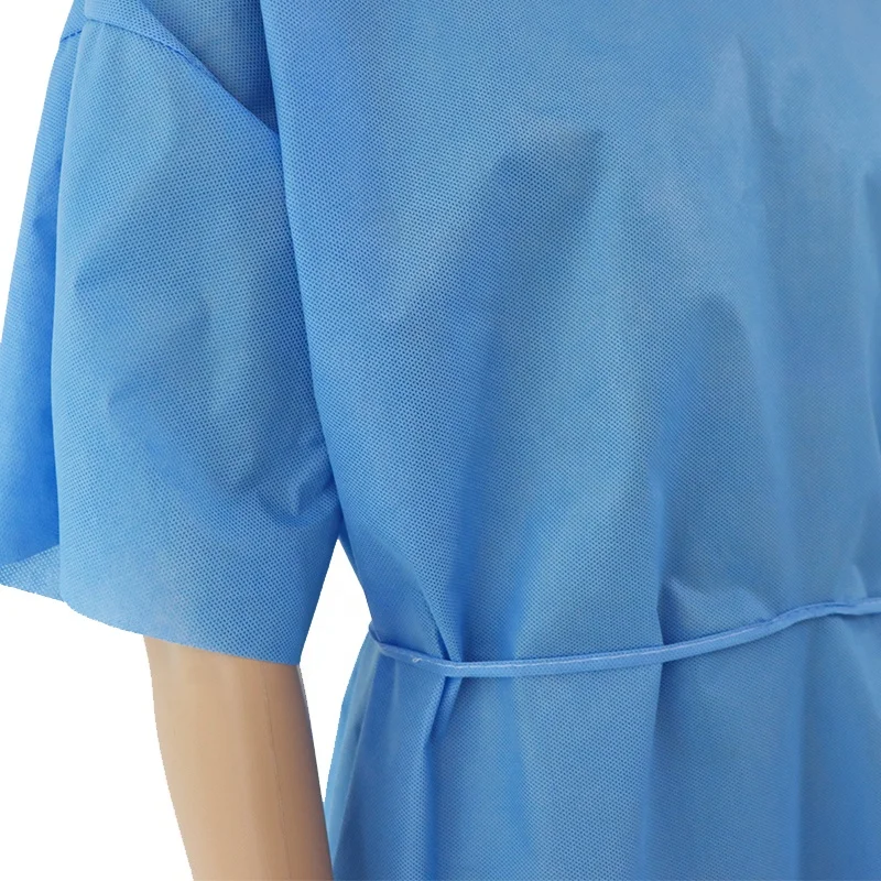 Breathable Soft SMS Disposable Cheap Short Sleeve Patient Gowns Dental Gowns for X Ray Checking Dentists