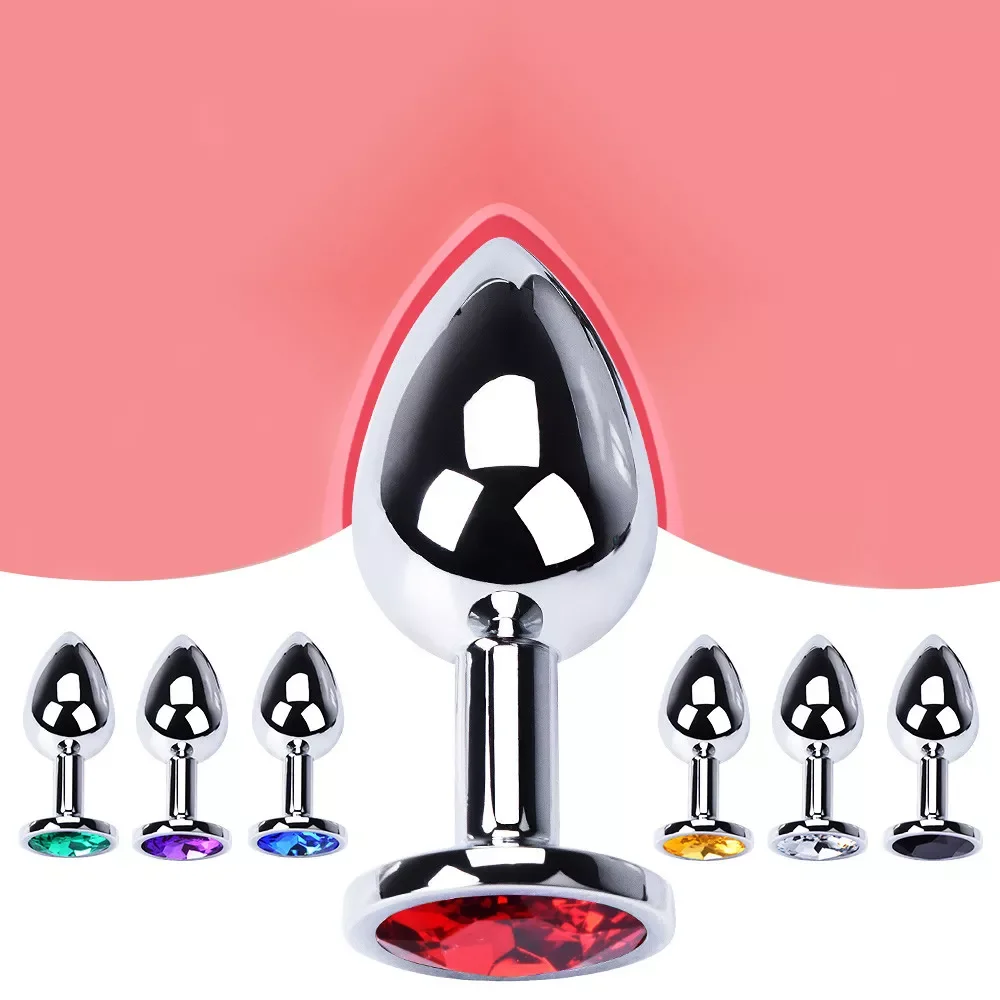 3pcsset S M L Metal Anal Plug Stainless Butt Plug Fetish Adult Anal Sex Toys Heart Crystal