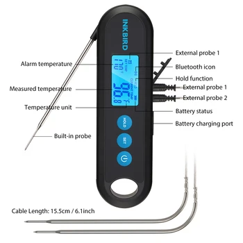 Wireless Meat Thermometer, Accurate Fast Read Digital Grill Thermometer  with Dual Probes Temperature & Time Alarm, 328FT range