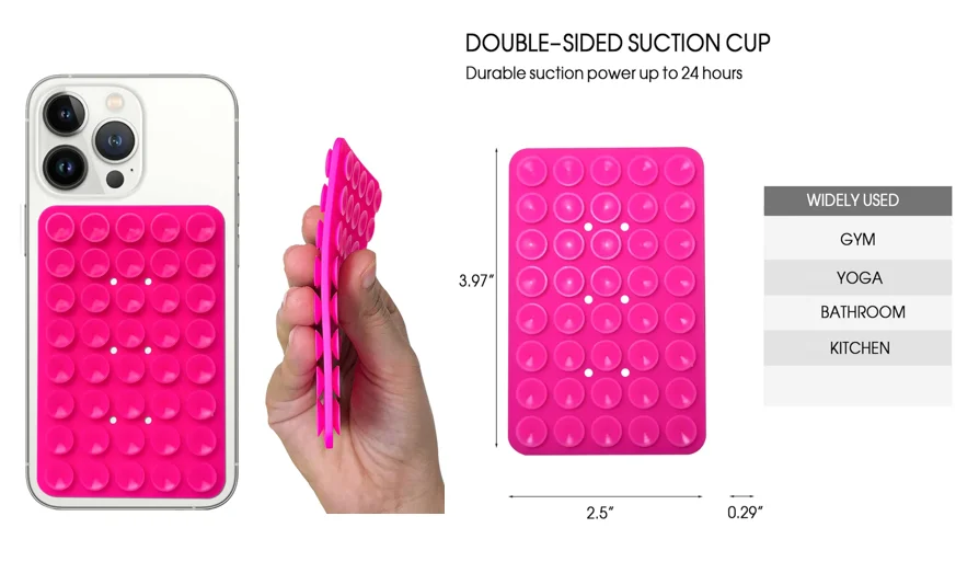 Double Sided Phone Suction Grip Double-Sided Suction Cup Phone Mount,  Silicone Suction Phone Case Adhesive