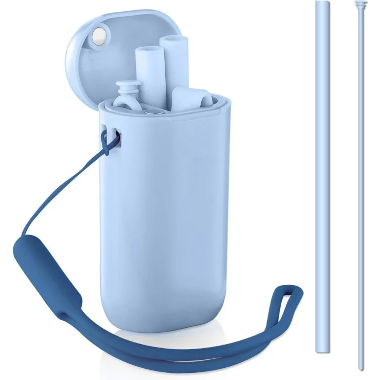 Portable Collapsible Stainless Steel Drinking Straw Set Food-grade Reusable Telescopic Foldable Straw with Case with Custom Logo
