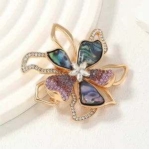 European and American Fashion Color High-end Bow Shell Brooch Women's Decorative Pin Coat Suit Accessories Factory Wholesale