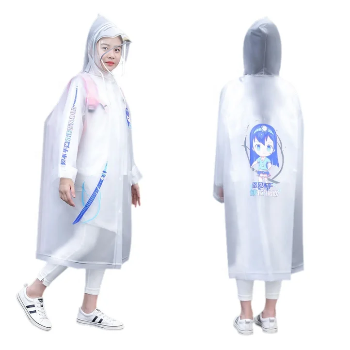 transparent  girls raincoat children rain poncho bicycle hiking long rain coat outdoor