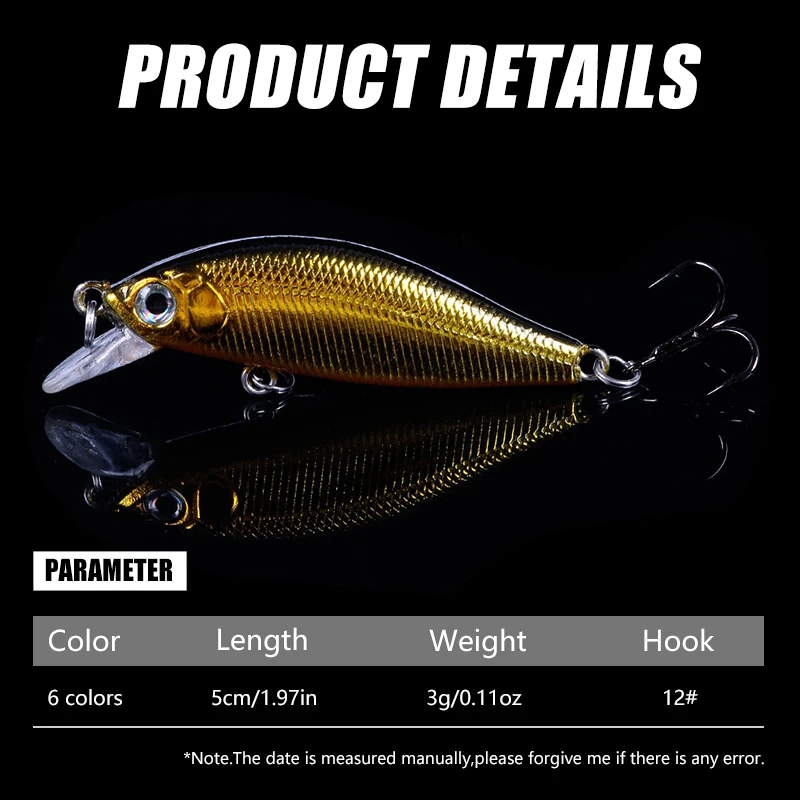 6ピース/セット5cm-3gミニシンキングミノウルアーシンキング人工