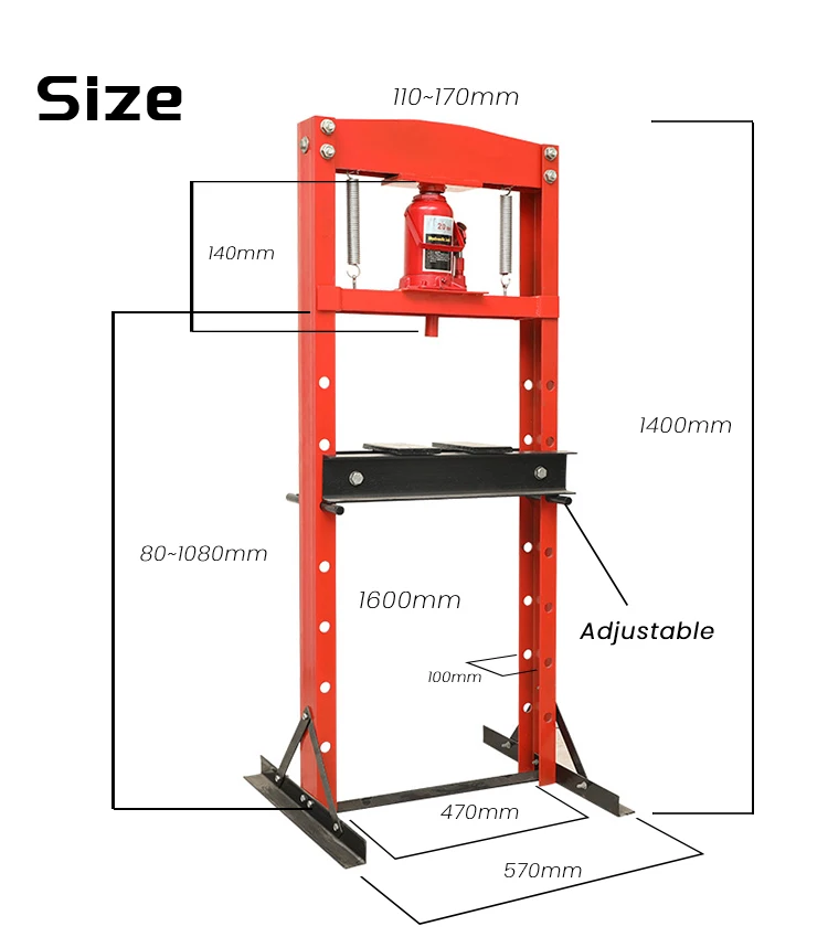 20 Ton Portable Hydraulic Shop Press With Hand Pump  20 Ton Hydraulic Shop Press One year Warranty factory