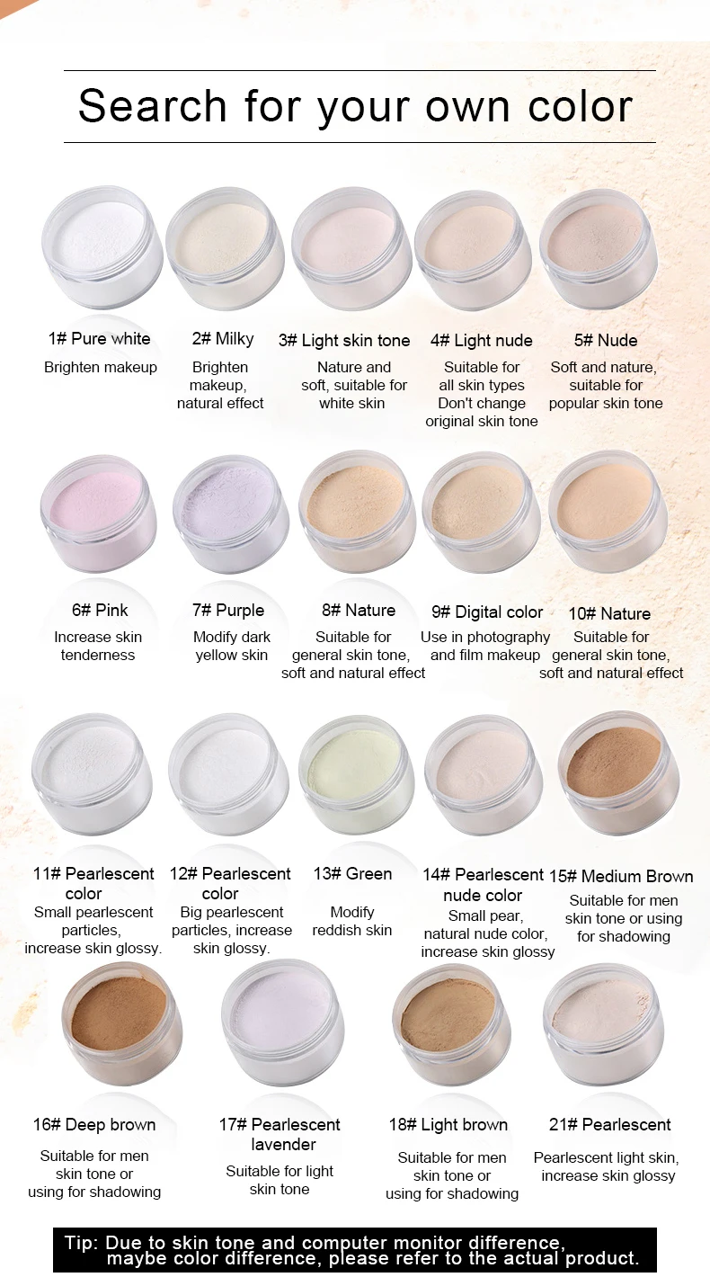 Makeup Loose Powder Large Capacity 30g Cosmetics Transparent No Ashy Flashback Loose Face Powder Private Label Setting Powder
