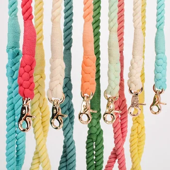 New Arrival Wholesale Cotton Ombre Pet Dog Leash Durable Rope Lead Hand Free Straps For Dogs Walking