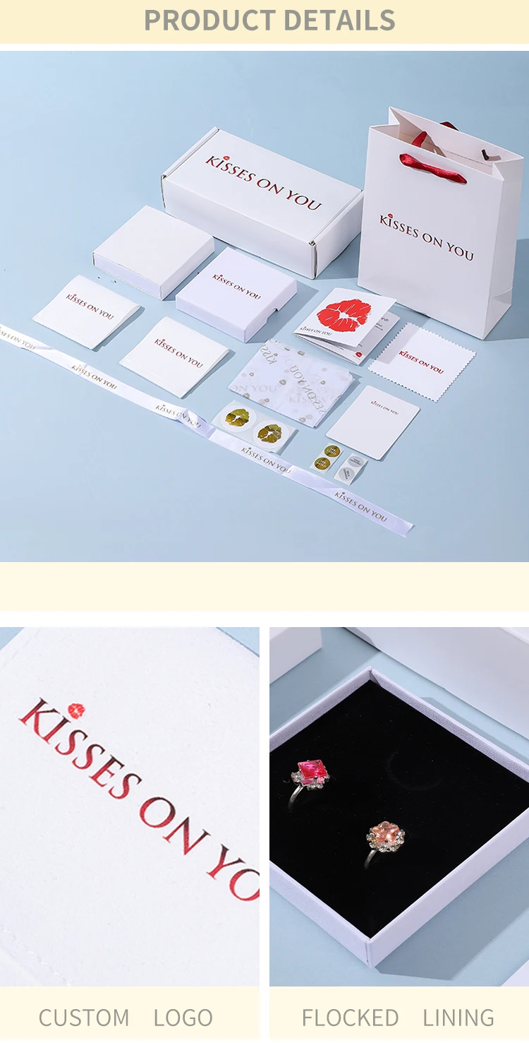 A1 White Jewelry Storage Paper Box with Heaven Earth Cover Custom Size & Shape Embossed Logo Gift Box Wiping Cloth & Card factory