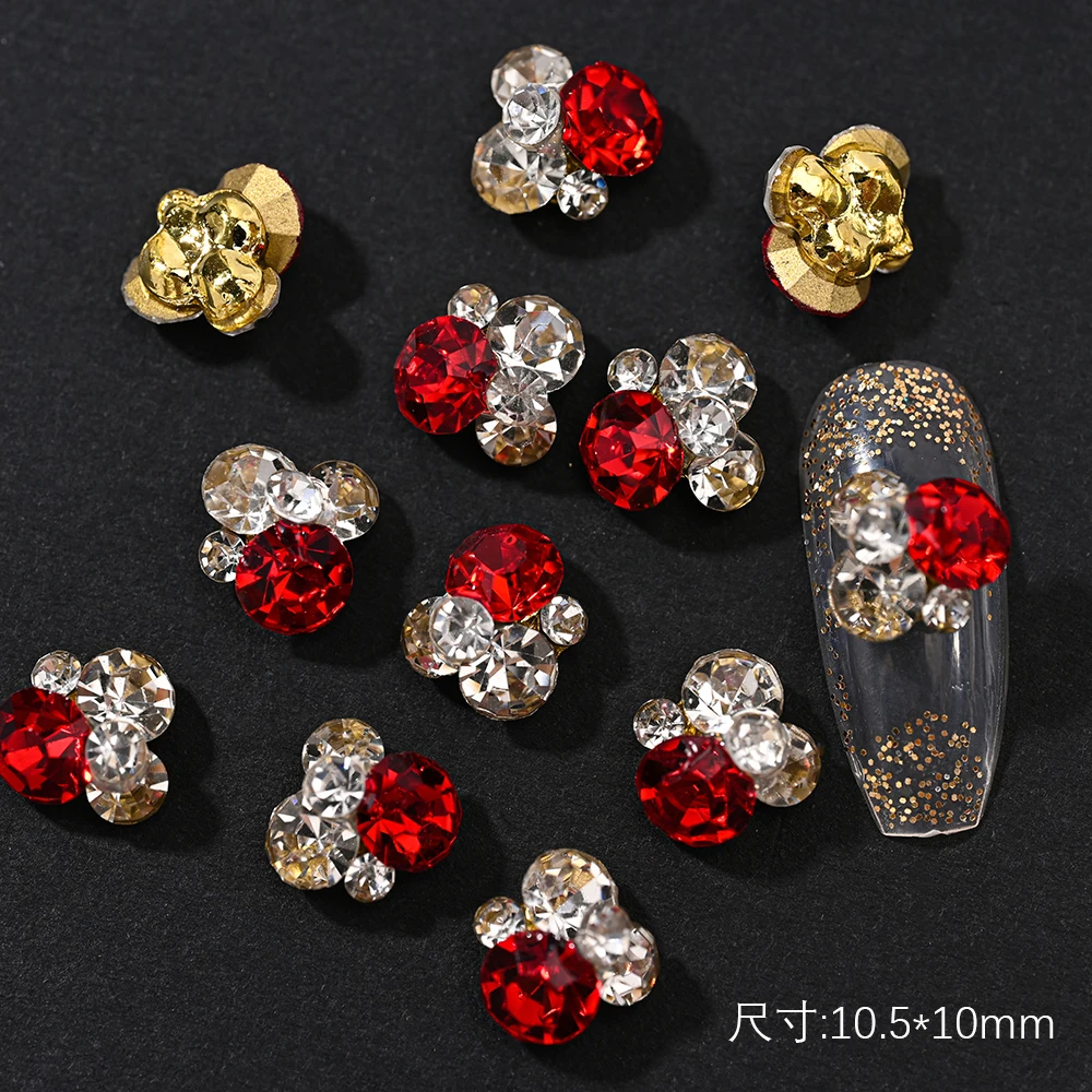 Luxury Alloy Zircon Crystal Nail Art 3D Shiny Flowers