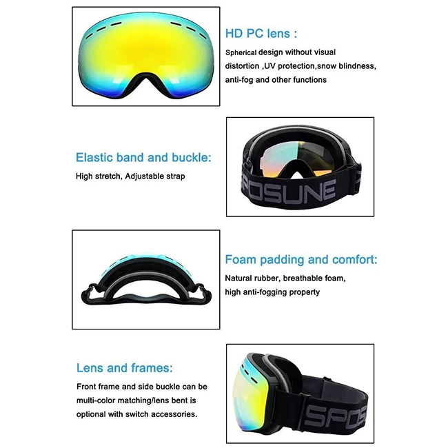 Design Ski Goggles Large Label Anti-Fog Polarized Lens Snow Sports Eyewear Windproof Racing Snowboard Skiing Glasses Custom Logo