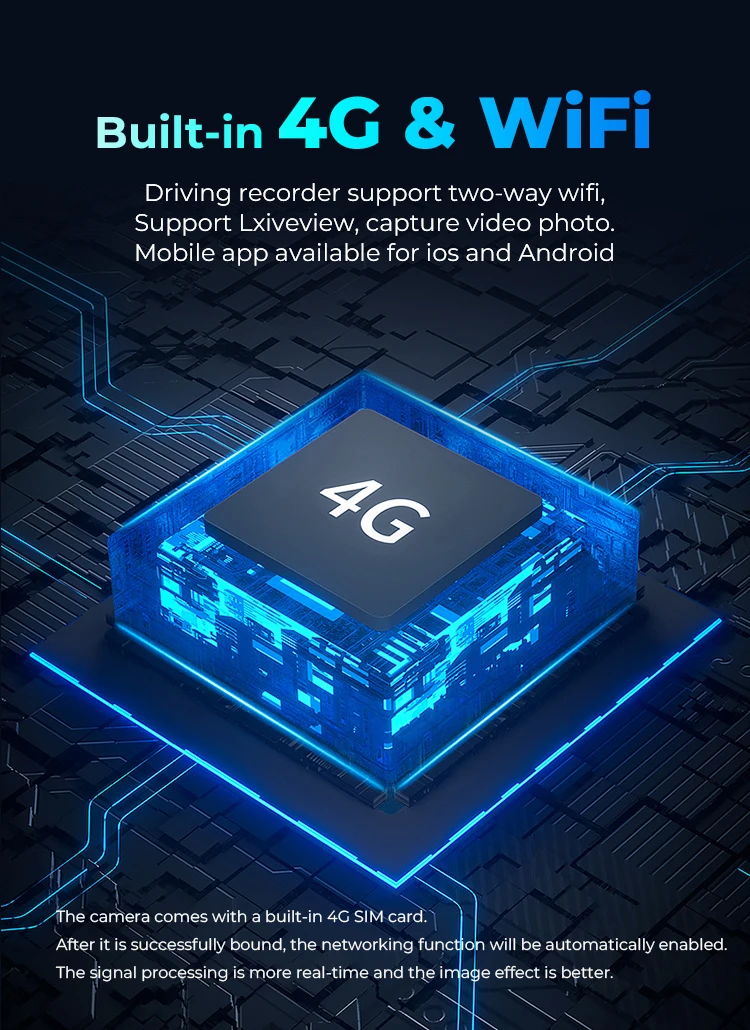 Dual-channel Video Recording 4g Dash Cam 2 Channel with Real 1080P+720P Black Box Support 4G Remote Review factory