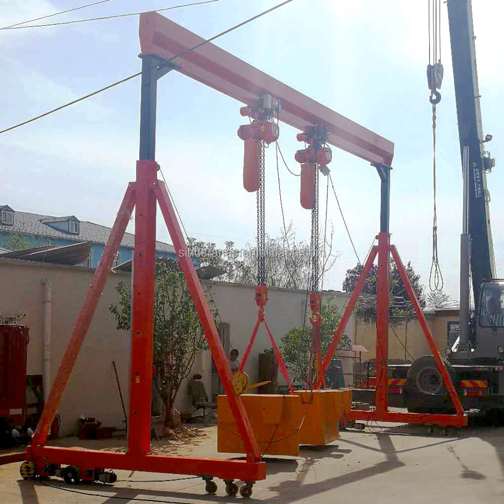 Light Duty Movable Frame Gantry Cranes With Electric Hoist Winch 360 ...