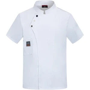 Unisex Professional Chef Jacket Custom Color Short-sleeve Polyester-cotton Breathable  for  Waiters  Restaurant and Bar Uniforms