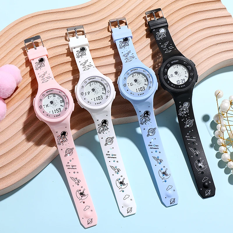 2021 New Rotating Astronaut Digital Watch Fashion Silicone Colorful Watch Strap Multifunctional Waterproof Student Watch