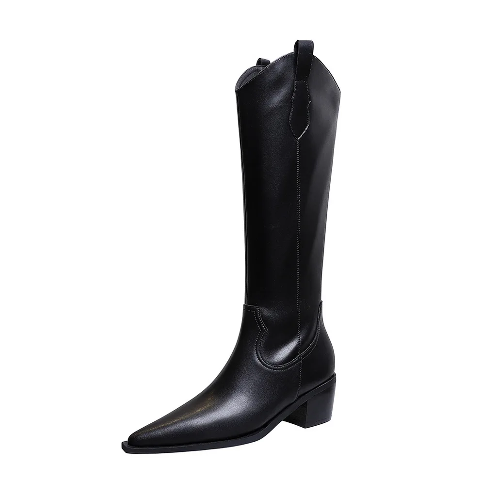 Moda nuevas botas altas para mujer botas de punta estrecha de caballero de  cadena de tacón