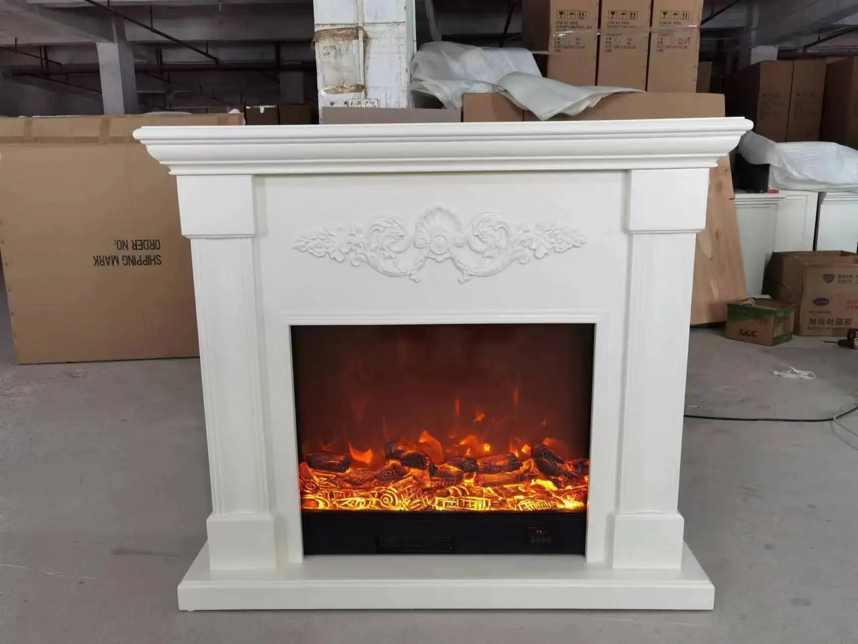 Model 8093 Modern LED Electric Fireplace Free Standing with Built-In Insert for Indoor Outdoor Use Wood-Styled Heater AU Plug