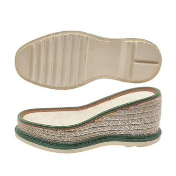 2024 high-end shoe sole with welt and Jute rope handmade high-elastic casual wedge sandals EVA rubber soles