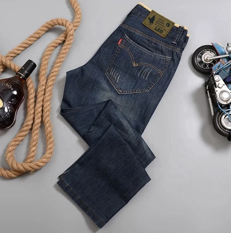 Новое поступление, мужские джинсы, качественные брендовые деловые повседневные мужские джинсовые брюки, прямые облегающие темно-синие мужские брюки Yong Man