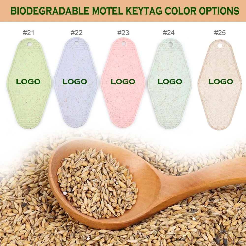 Custom Promotion Gift Biodegradable Recycled Keychain Plastic Acrylic Imprint Motel Keytag
