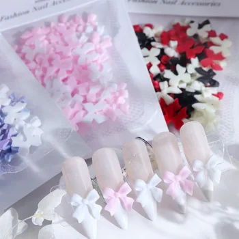 50Pcs/bags white resin bow nail art accessories DIY Designs Nail Decoration Accessories  For Manicure DIY Summer Nails Charms