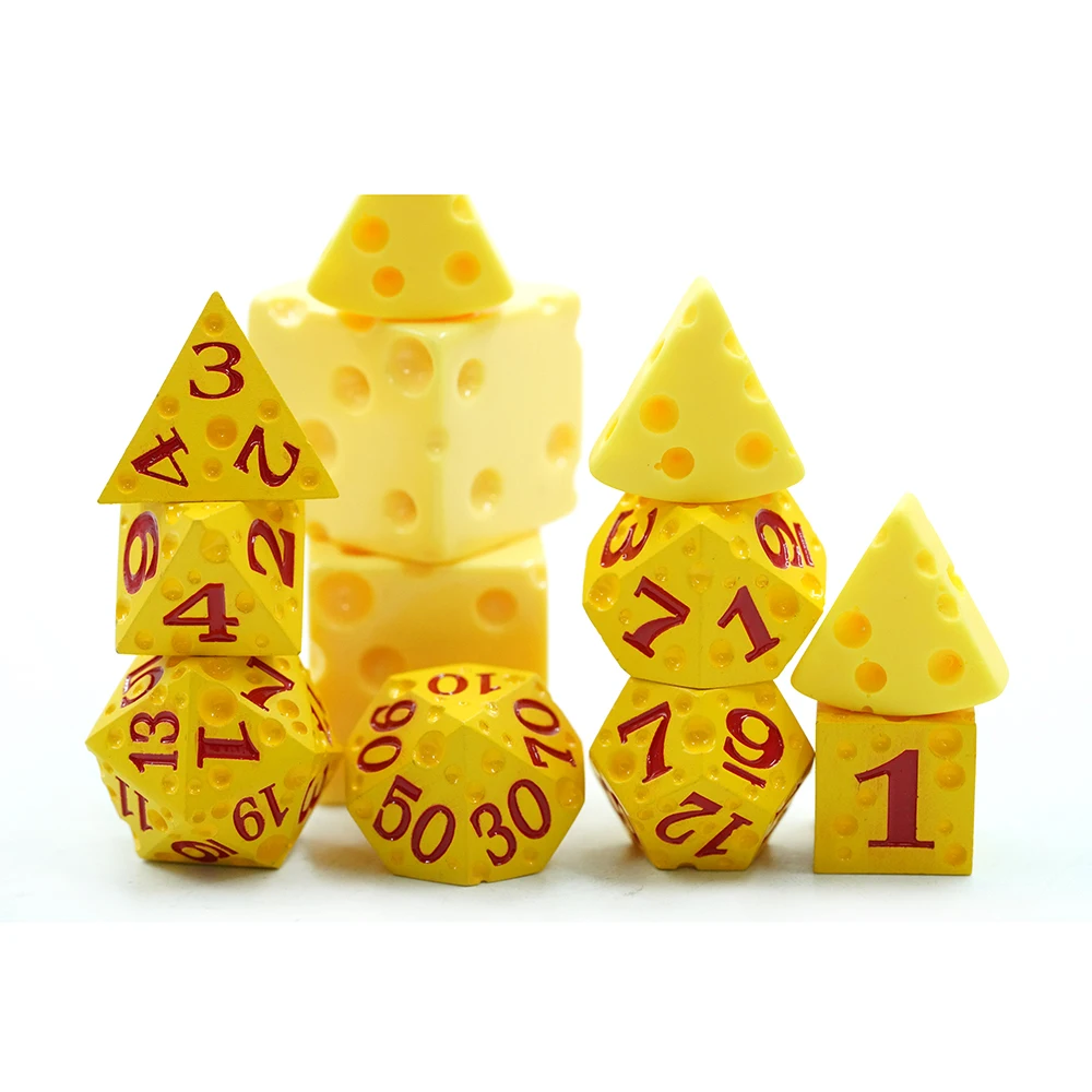 工場直販 DNDサイコロ フォントとロゴをカスタマイズ 金色チーズメタルサイコロセット ドラゴンクエストRPG用