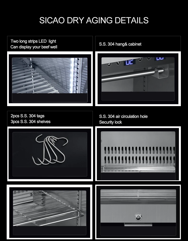 SICAO DA400S Dry Aging Refrigerator for Dry Aging Beef Pork Sausage Cheese Household Appliance Kitchen Use