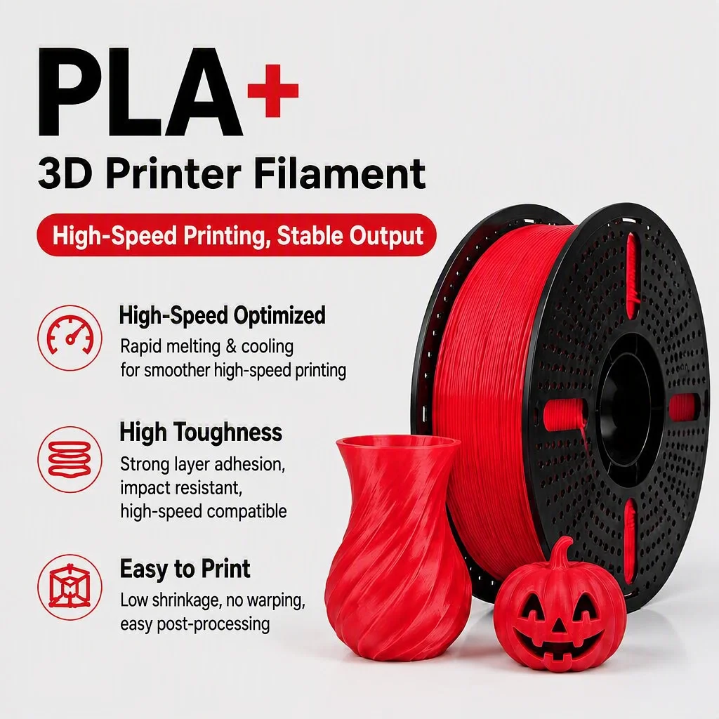 High Speed PLA+ Filament 1.75mm Stable Output Low Shrinkage No Warping Easy Print 3D Printer Filament 1KG, PLA